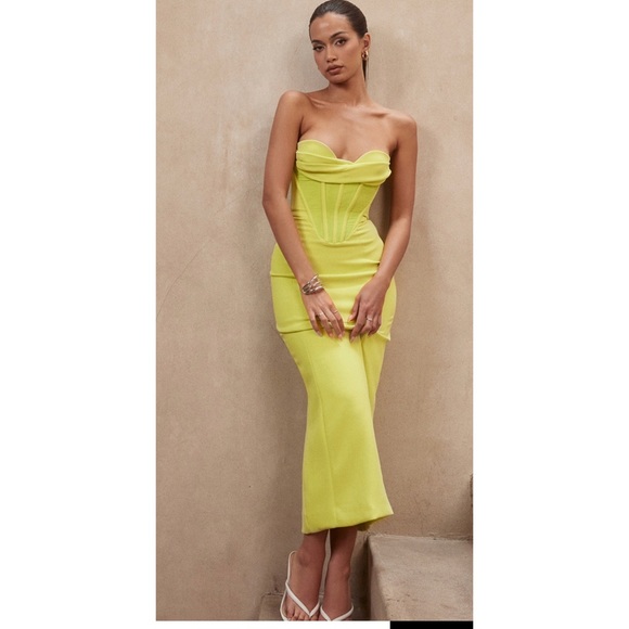 House of CB Dresses House Of Cb Neon Lucille Green Midi Strapless
